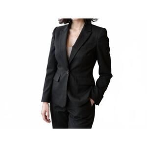 NEW PLM women’s puff shoulders long sleeves blazer in black